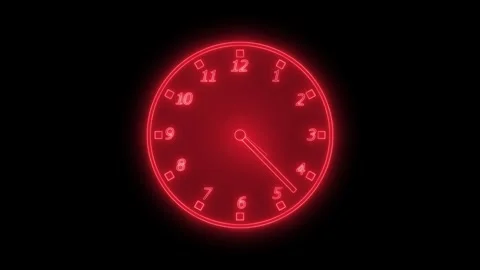 Glowing Neon Countdown Timer Clock Animation with Sleek Design Stock Footage 308045967