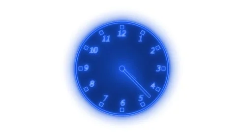 Glowing Neon Countdown Timer Clock Animation with Sleek Design Stock Footage 308045989