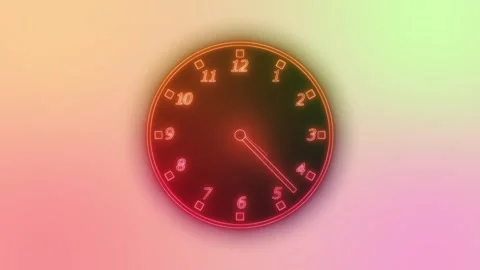 Glowing Neon Countdown Timer Clock Animation with Sleek Design Stock Footage 308046016