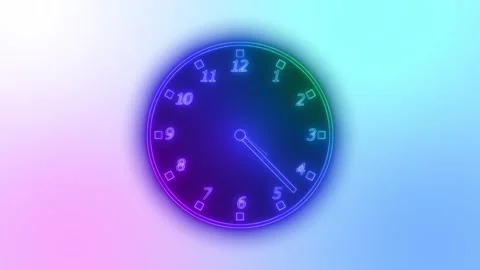 Glowing Neon Countdown Timer Clock Animation with Sleek Design Stock Footage 308046024