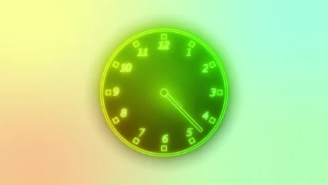 Glowing Neon Countdown Timer Clock Animation with Sleek Design Stock Footage 308046043