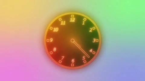 Glowing Neon Countdown Timer Clock Animation with Sleek Design Stock Footage 308046059