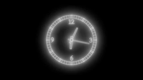 Glowing Neon Countdown Timer Concept with Analog Clock Stock Footage 307874808