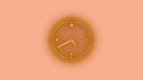 Glowing Neon Counting down Clock Animation, A glowing neon clock isolated Stock Footage 304395918