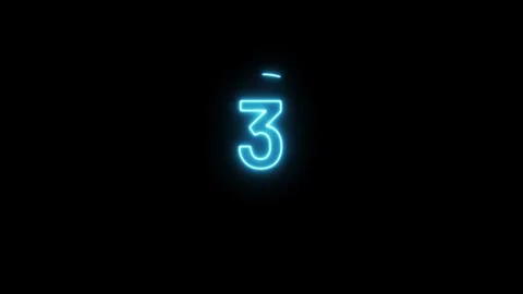Glowing neon counting down with go text animation isolated on Black Background Stock Footage 321062217