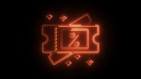 Glowing neon coupon code icon isolated on black background. HD Video motion.. Stock Footage 314641186