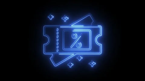 Glowing neon coupon code icon isolated on black background. HD Video motion.. Stock Footage 314641187
