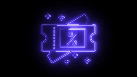 Glowing neon coupon code icon isolated on black background. HD Video motion.. Stock Footage 314641204