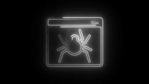 Glowing neon crawler icon isolated on black background. HD Video motion gra.. Stock Footage 304113377