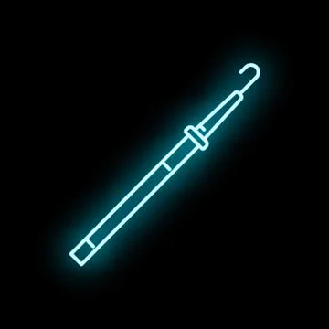 Glowing neon crochet hook craft hobby tool Stock Illustration