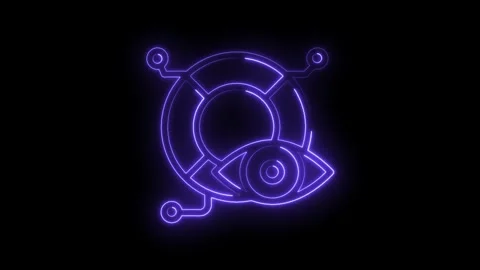 Glowing neon crypto scan icon animation on black background for technology and Stock Footage 322981930