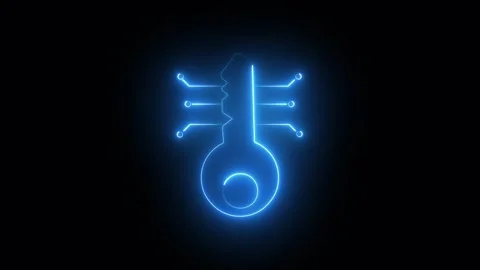 Glowing neon Cryptocurrency circuit key icon animation Stock Footage 324914439