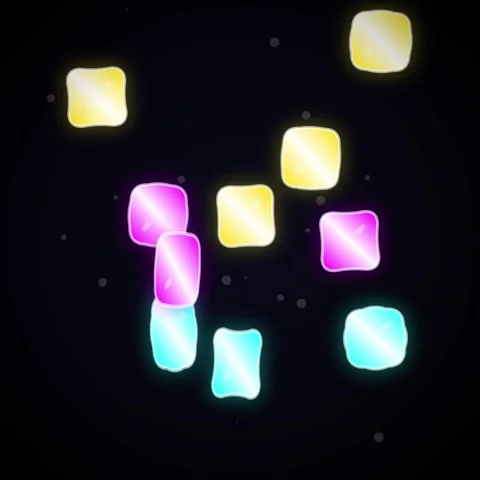 Glowing Neon Cubes Floating in Dark Space - Abstract Background Motion Graphi Stock Footage 347261760