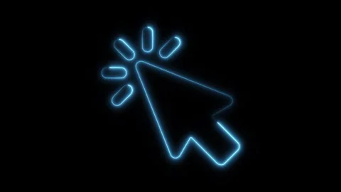 Glowing neon cursor isolated on black background. HD Video motion graphic a.. Vídeos de archivo 303551055