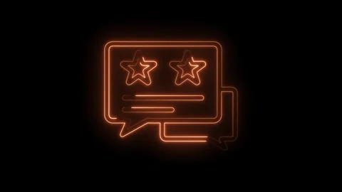 Glowing neon customer feedback with stars speech bubbles on black background Stock Footage 322975273