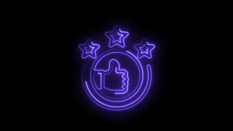 Glowing neon customer satisfaction and feedback animation showing thumbs up.. Stock Footage 312307441