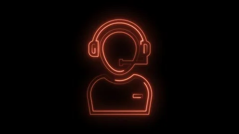 Glowing neon customer service icon on black background animated support center Stock Footage 322977641