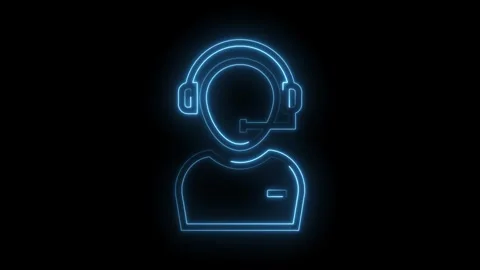 Glowing neon customer support icon animation on black background Stock Footage 322977636