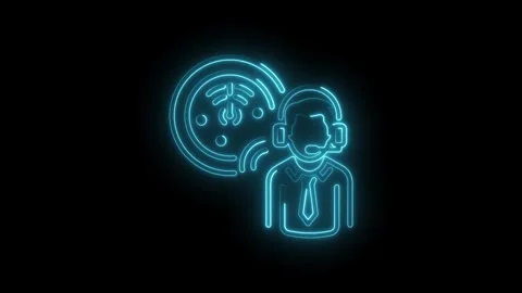 Glowing neon customer support representative icon with wifi signal concept .. Stock Footage 330778920