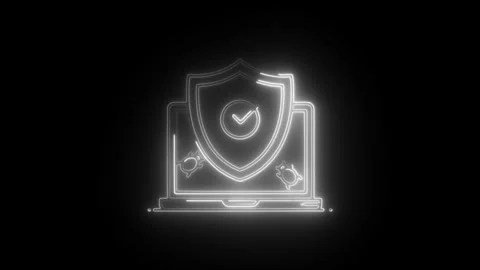 Glowing neon cyber attack, icon isolated on black background. HD Video moti.. Stock Footage 304106981