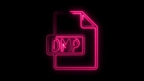 Glowing Neon D M P File Icon Isolated on Black Background Vibrant Pink Futu.. Stock Footage 314554614