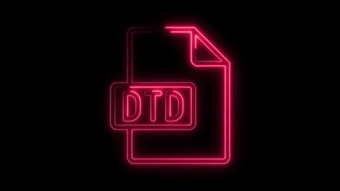 Glowing Neon D T D File Icon Isolated on Black Background Futuristic Digita.. Stock Footage 314554688