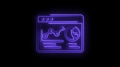 Glowing neon dashboard with line chart and pie graph for business analytics.. Stock Footage 346001383