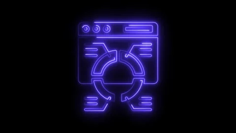 Glowing neon data analysis chart inside web browser interface Stock Footage 308287027