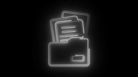 Glowing neon data collection icon isolated on black background. HD Video mo.. Stock Footage 304104337