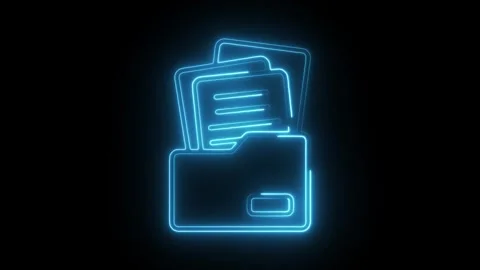 Glowing neon data collection icon isolated on black background. HD Video mo.. Stock Footage 304104339