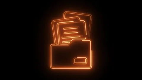 Glowing neon data collection icon isolated on black background. HD Video mo.. Stock Footage 304104349