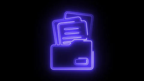 Glowing neon data collection icon isolated on black background. HD Video mo.. Stock Footage 304104350