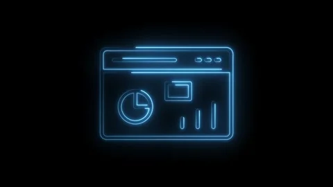 Glowing neon data dashboard interface with chart elements on dark backgroun.. Stock Footage 314536338