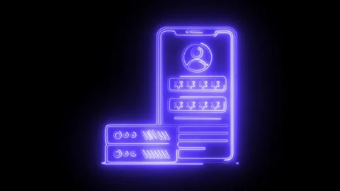 Glowing neon data encryption icon isolated on black background. HD Video mo.. Stock Footage 304107631