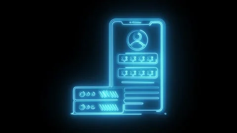 Glowing neon data encryption icon isolated on black background. HD Video mo.. Stock Footage 304107632