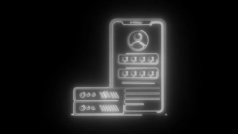 Glowing neon data encryption icon isolated on black background. HD Video mo.. Stock Footage 304107700