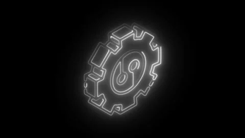 Glowing neon data integration icon isolated on black background. HD Video m.. Stock Footage 304108009