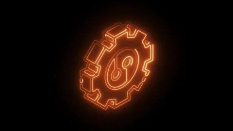 Glowing neon data integration icon isolated on black background. HD Video m.. Stock Footage 304108064