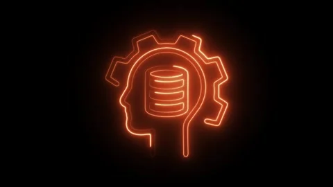 Glowing neon data interpretation icon isolated on black background. HD Vide.. Stock Footage 304116785