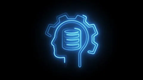 Glowing neon data interpretation icon isolated on black background. HD Vide.. Stock Footage 304116824