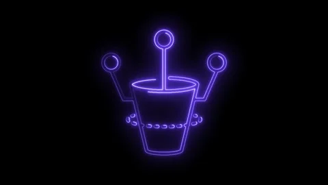 Glowing neon data lake network symbol on black background for technology so.. Stock Footage 315958201