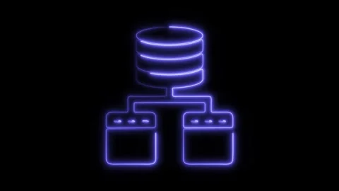 Glowing neon data modelling icon isolated on black background. HD Video mot.. Stock Footage 304145051