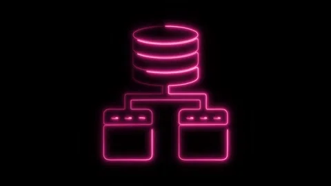 Glowing neon data modelling icon isolated on black background. HD Video mot.. Stock Footage 304145058