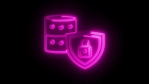 Glowing neon data privacy icon isolated on black background. HD Video motio.. 스톡 동영상 314641838