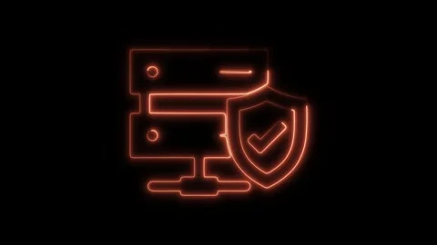 Glowing neon data protection icon isolated on black background. HD Video mo.. Stock Footage 304145271