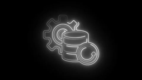 Glowing neon data recovery icon isolated on black background. HD Video moti.. Stock Footage 304111013