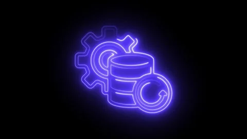 Glowing neon data recovery icon isolated on black background. HD Video moti.. Stock Footage 304111032