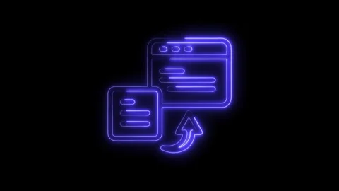 Glowing neon data transfer icon animation on black background for futuristi.. Stock Footage 312316666