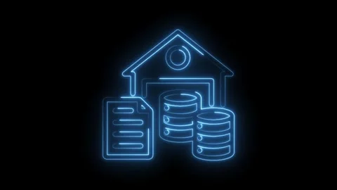Glowing neon data warehouse animation with database storage and file docume.. Stock Footage 346002063