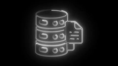 Glowing neon database icon isolated on black background. HD Video motion gr.. Stock-Footage 304240347
